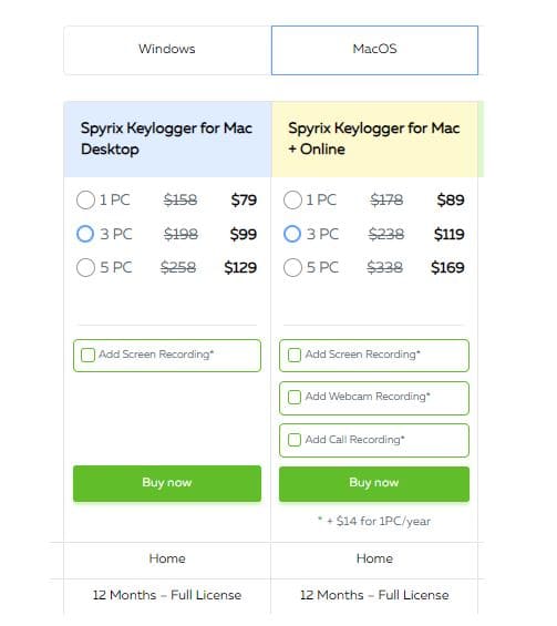 Spyrix pricing